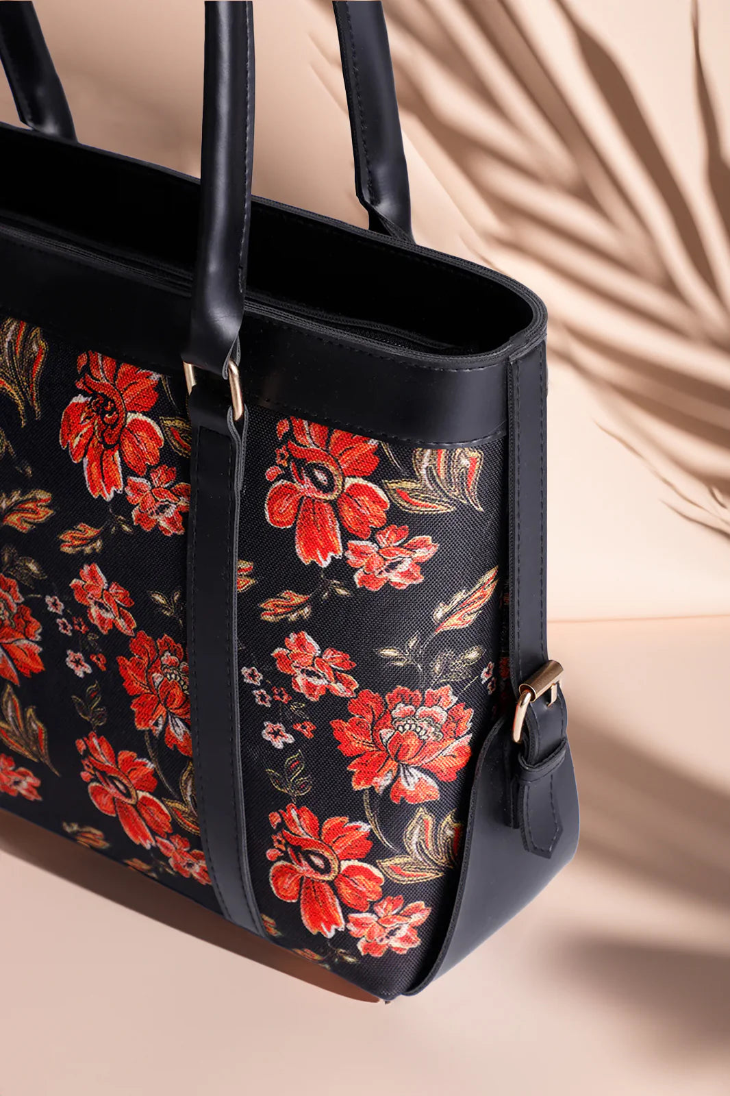 Culture Strap Canvas Tote Bag Red Floral