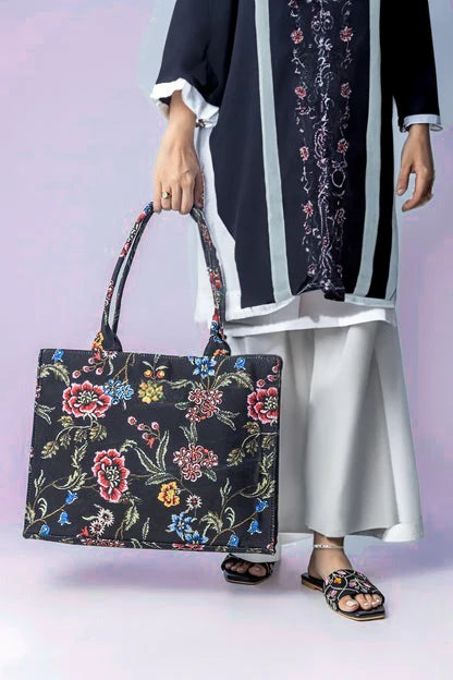 Culture Canvas Tote Bag Black Multi