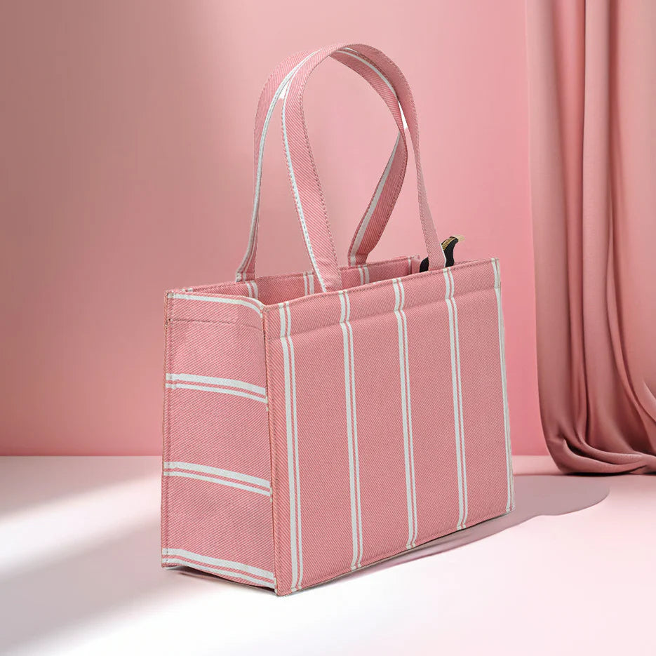 Culture - Pink Breeze Striped Tote Canvas Bag