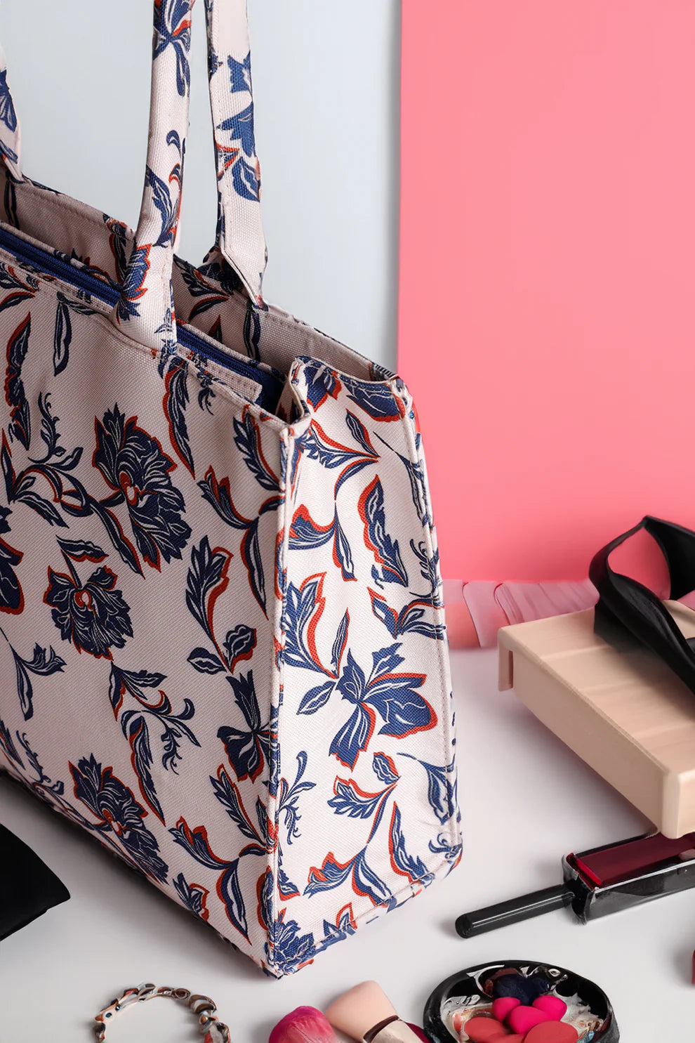 Culture Canvas Tote Bags Blue Leaf