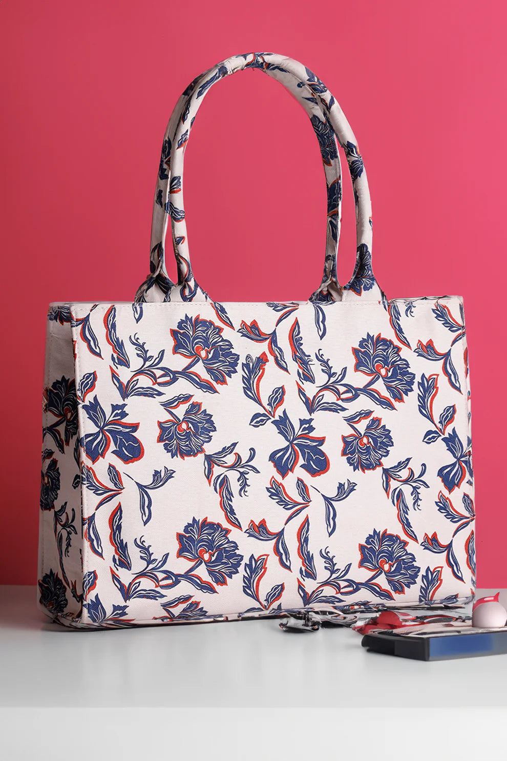 Culture Canvas Tote Bags Blue Leaf