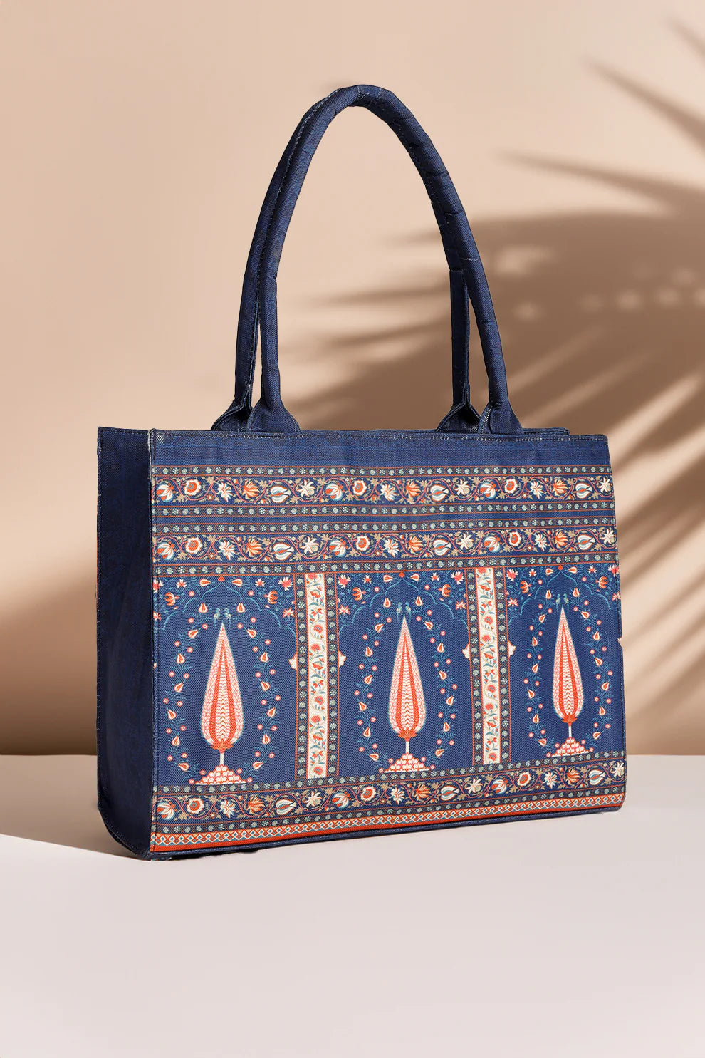 Culture Canvas Tote Bags Blue Folk