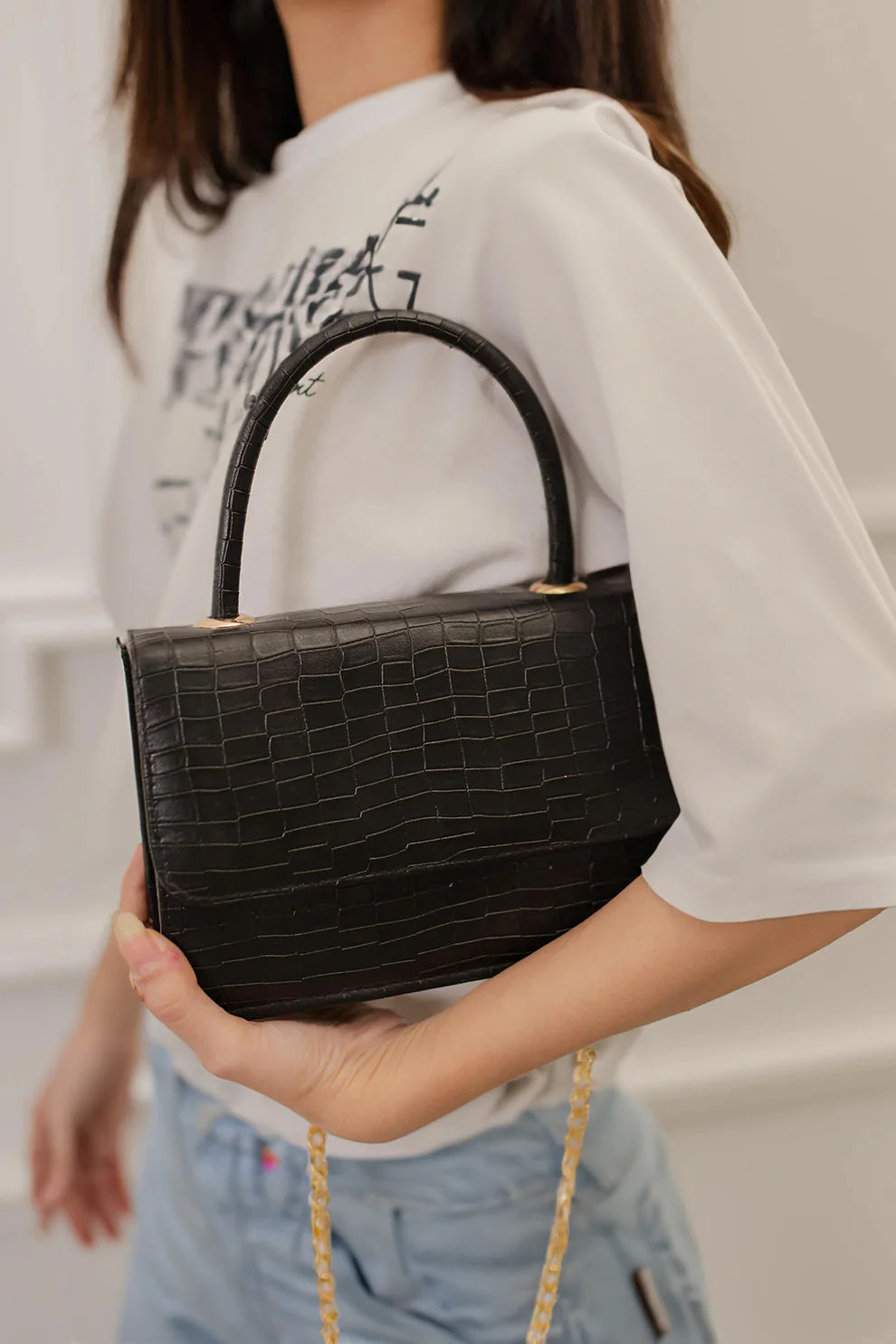 Culture - Handbag Croco - Black
