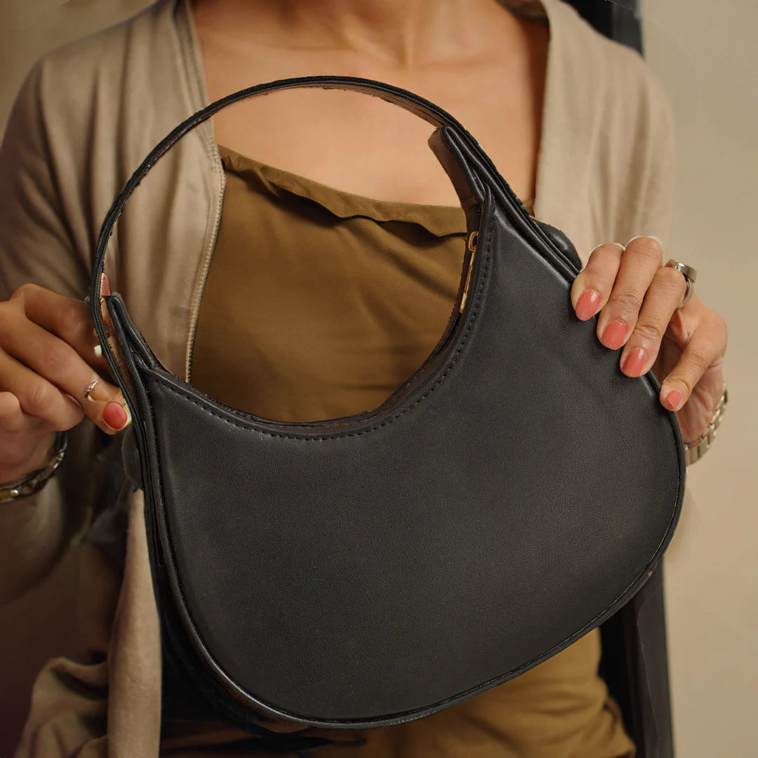 Culture Plain Hobo HandBag - Black