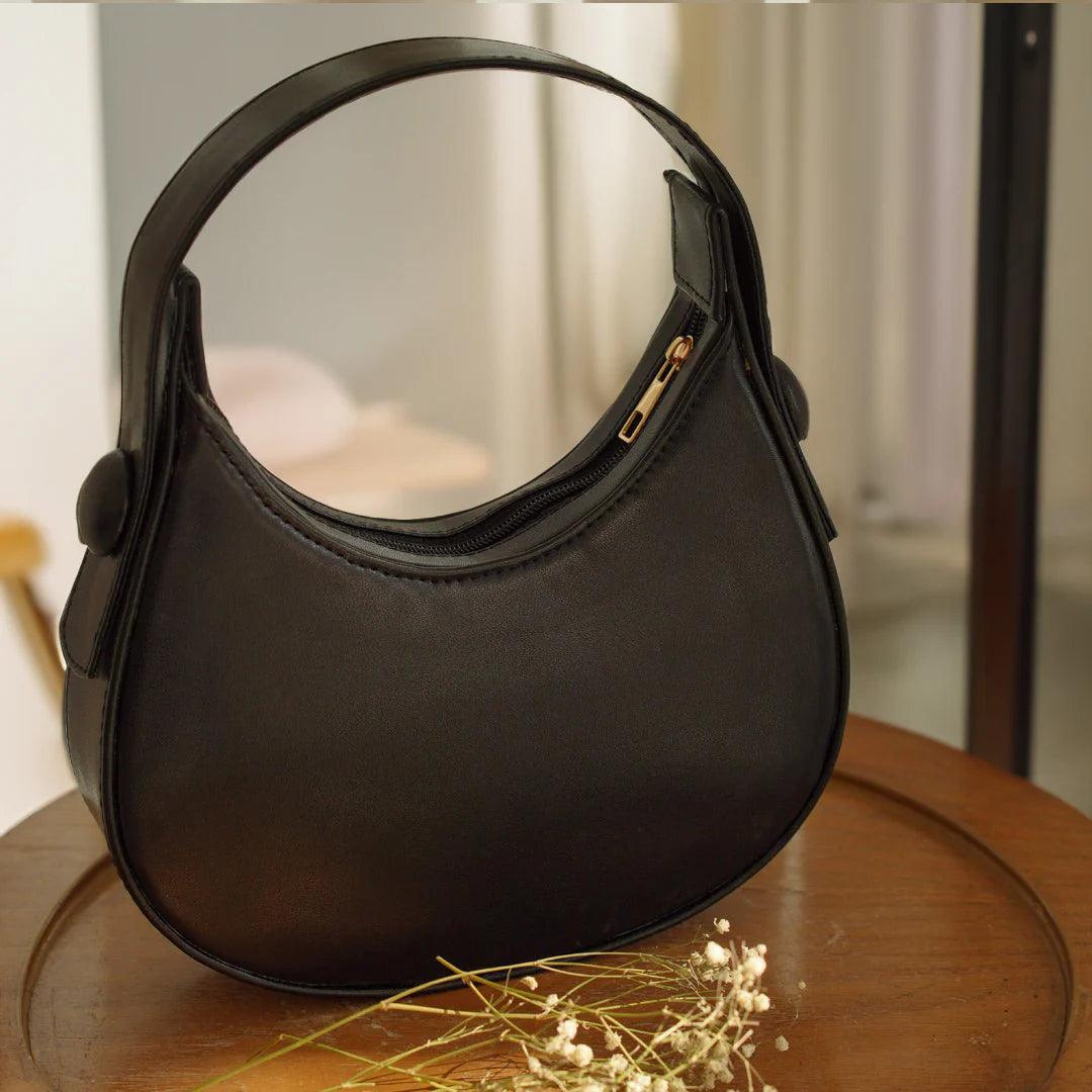 Culture Plain Hobo HandBag - Black