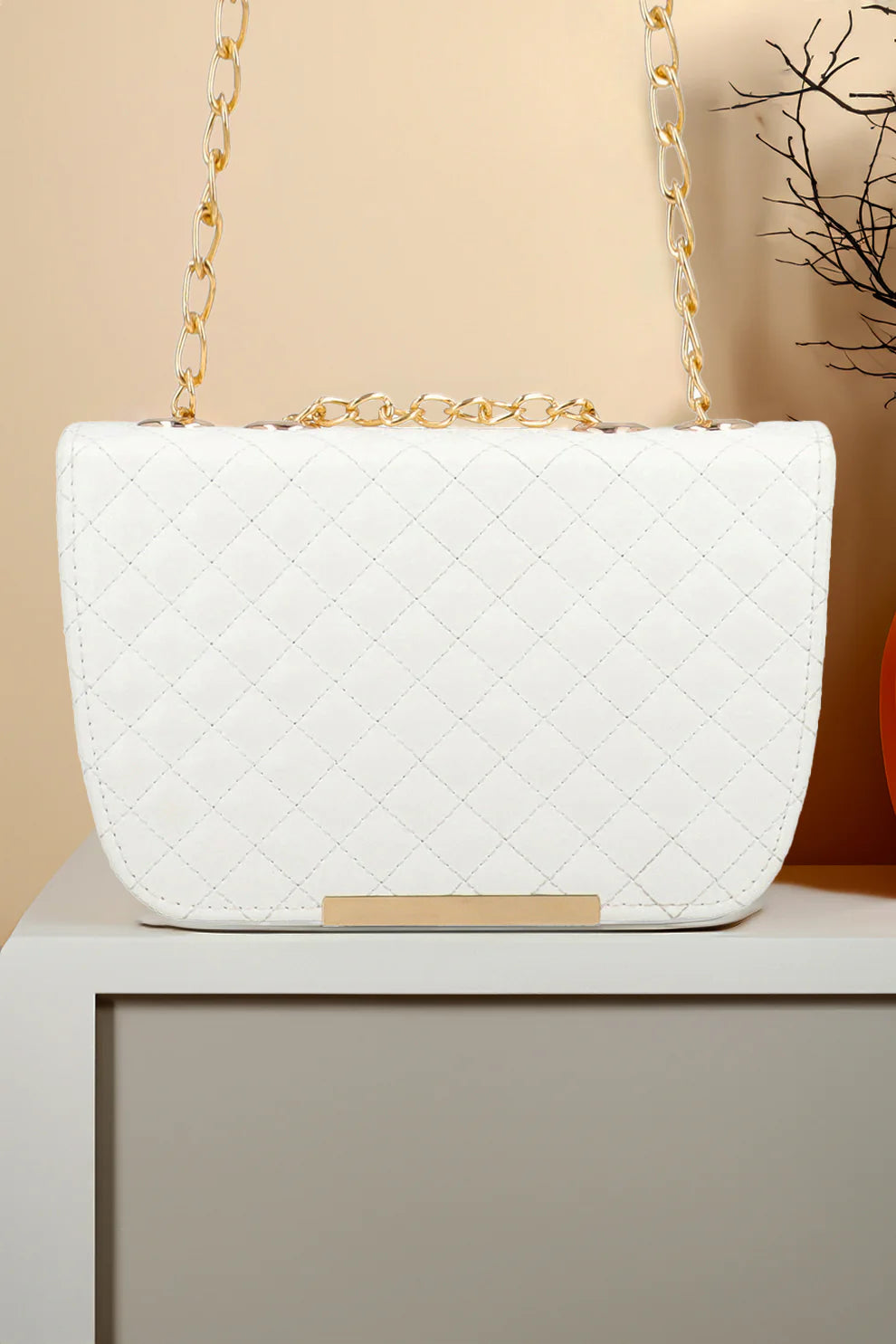 Culture Shoulder Bag Quilted Charm - White