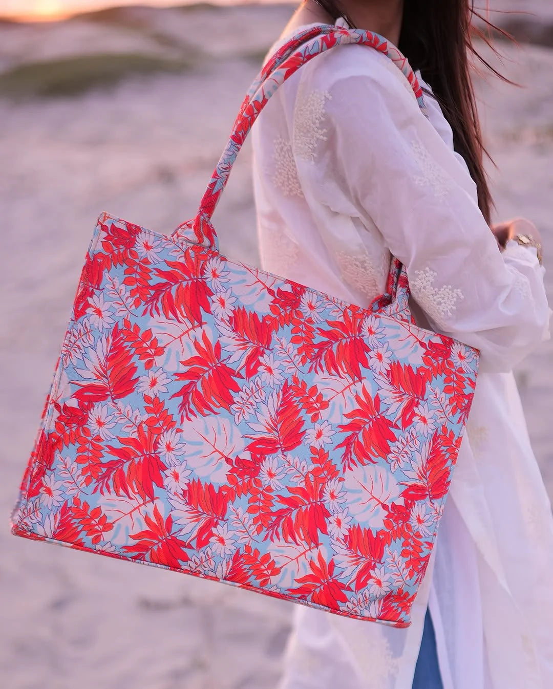 Culture Canvas Tote Orange Leaf