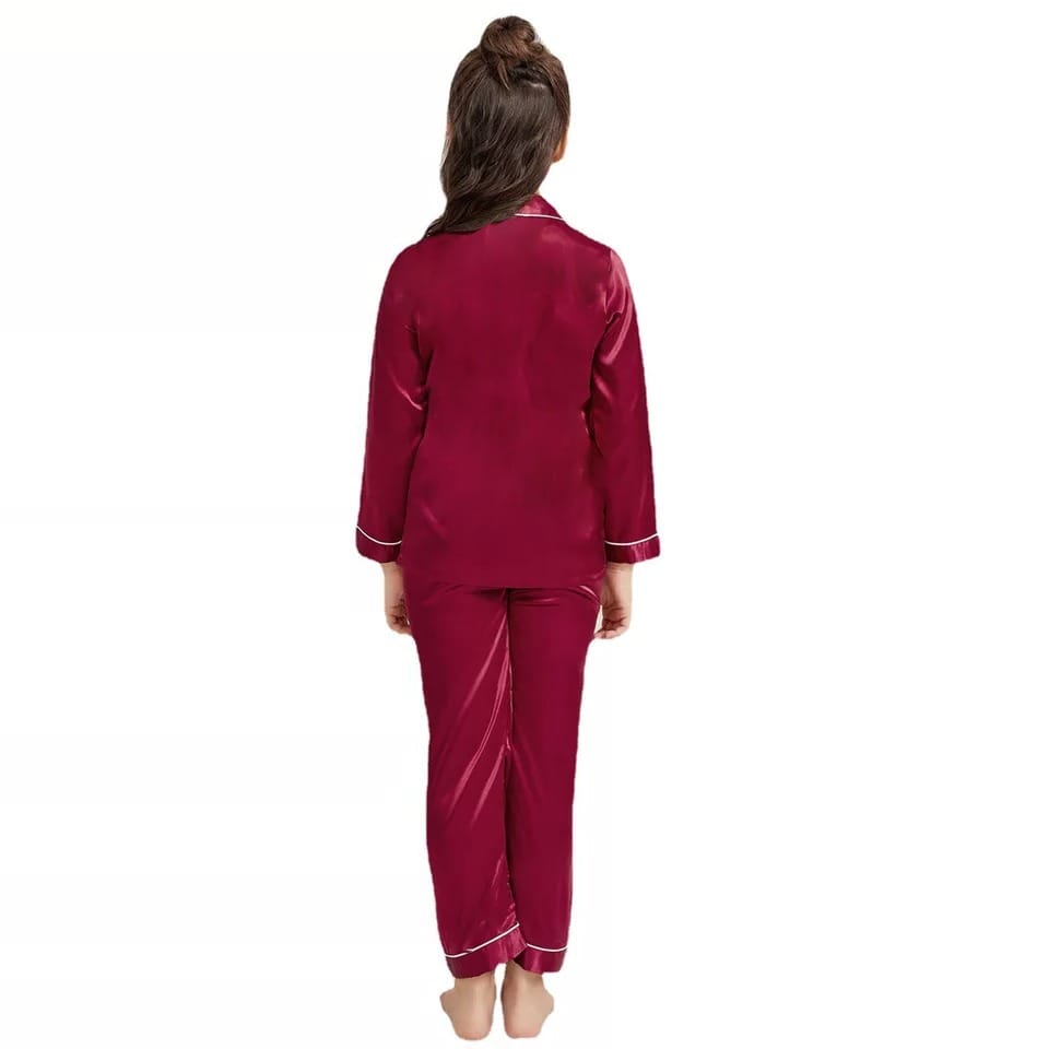 Kids Silk PJ Set - Maroon
