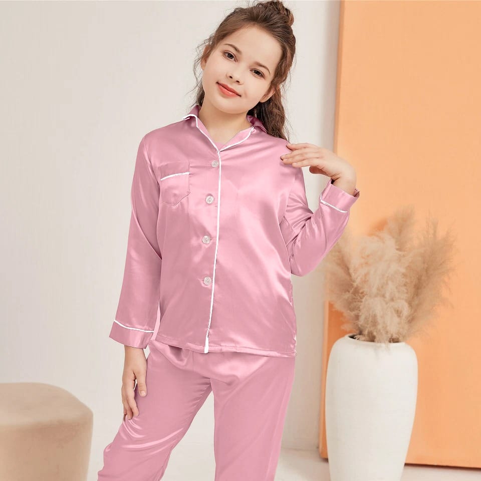 Kids Silk PJ Set - Pink