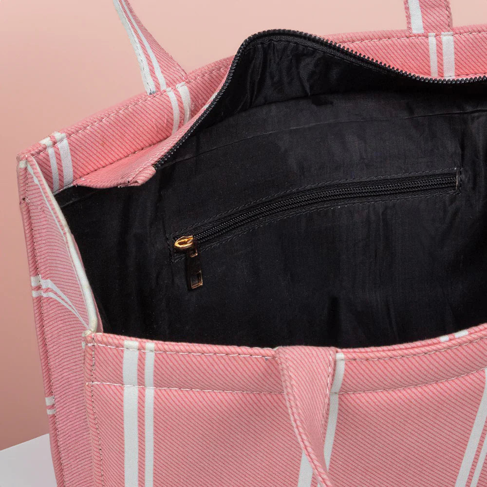 Culture - Pink Breeze Striped Tote Canvas Bag