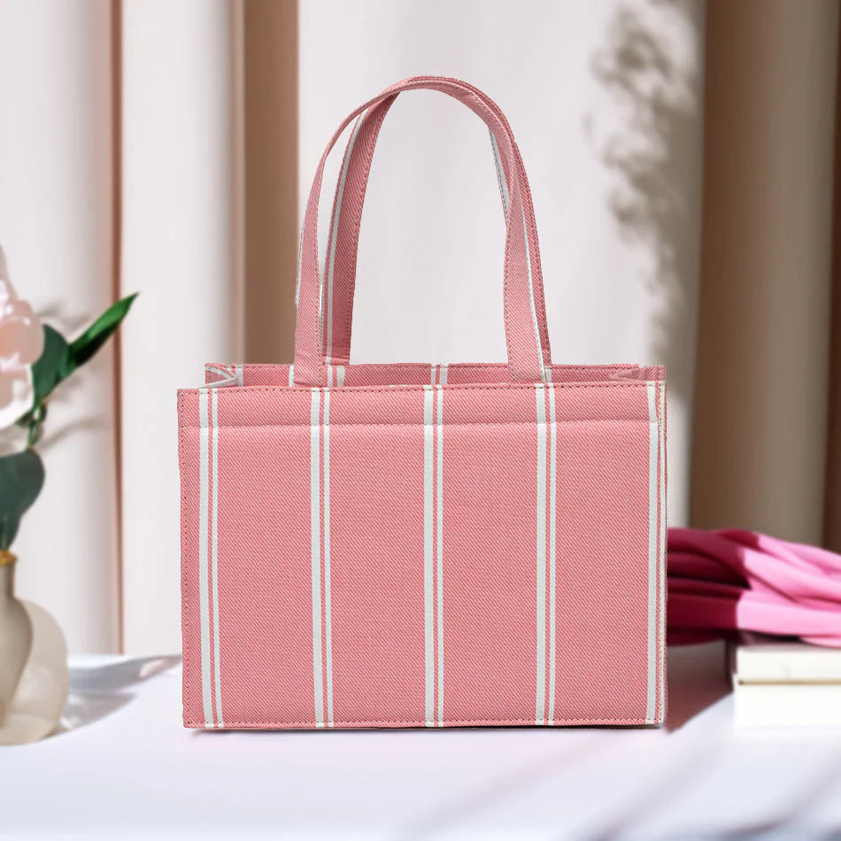 Culture - Pink Breeze Striped Tote Canvas Bag