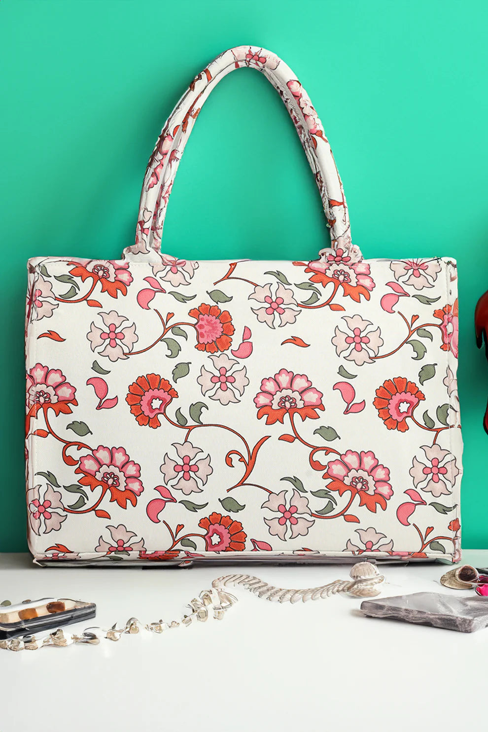 Culture Canvas Tote Bags White Floral