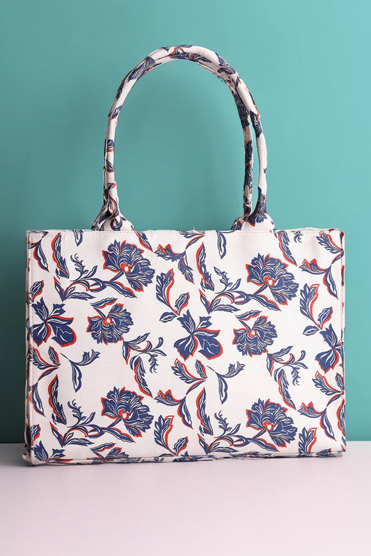Culture Canvas Tote Bags Blue Leaf