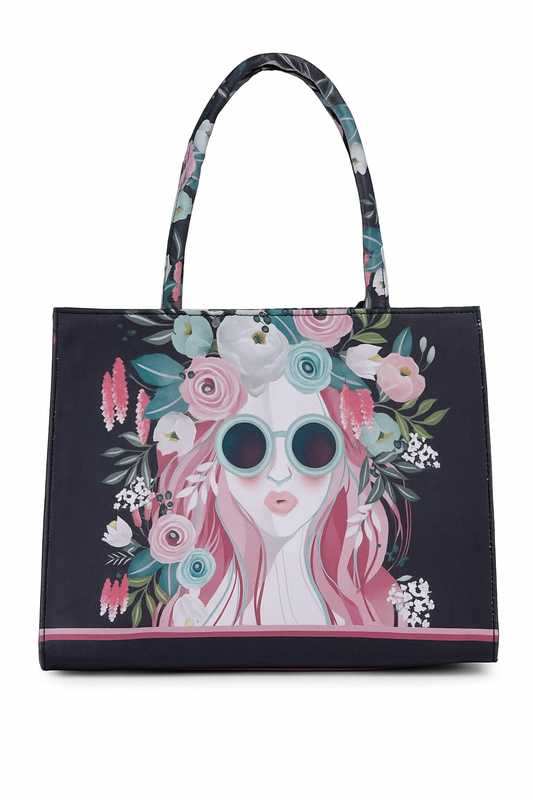 Culture Canvas Tote Mimi Girl Print Black