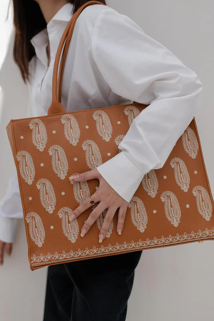 Culture Embroidery Tote Vintage Mustard