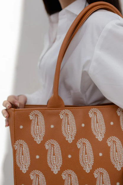 Culture Embroidery Tote Vintage Mustard