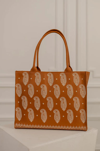 Culture Embroidery Tote Vintage Mustard