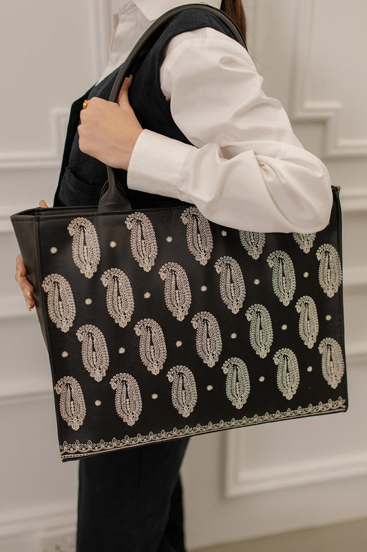 Culture Embroidery Tote Vintage Black