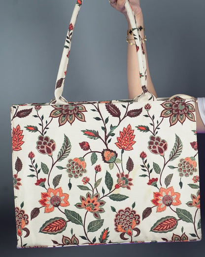 Culture Canvas Tote Beige Floral